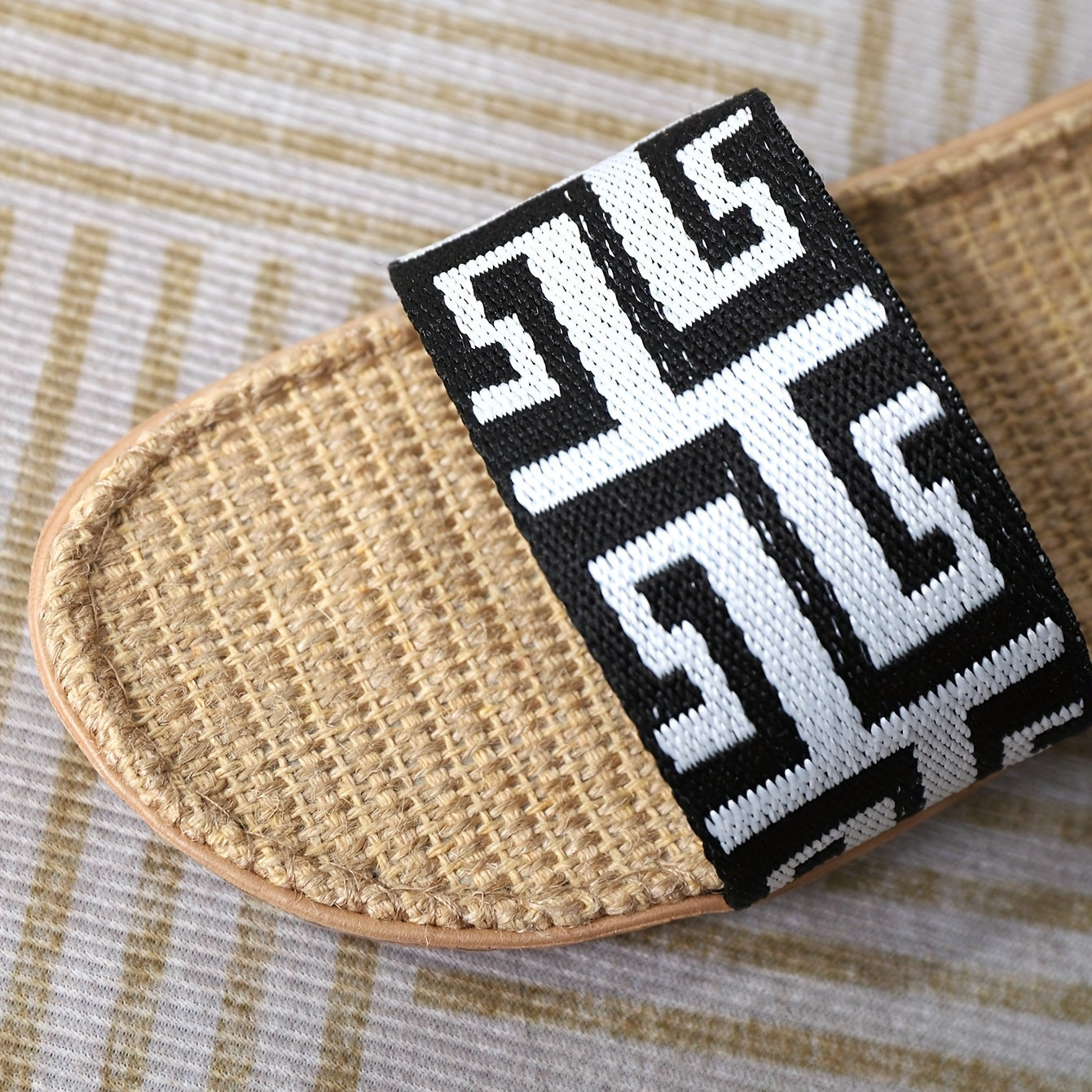Women's Colorful Knit Strap Sandals Slip On Open Toe Flat Shoes
