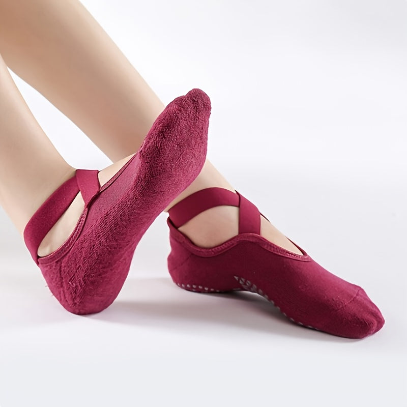Non Slip Yoga Socks Women's Criss Cross Grip Socks for Barre Pilates Ballet