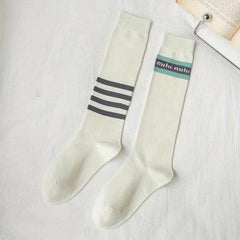Striped Calf Socks Women's Knee High Stockings