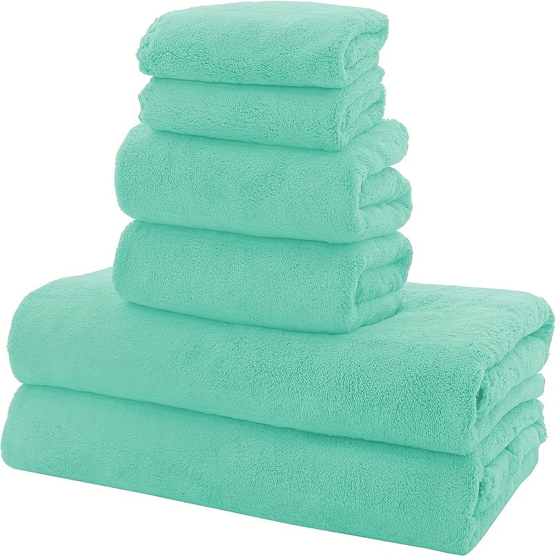 6pcs Coral Fleece Towel Set Soft and Absorbent for Bathroom, Gym, Hotel