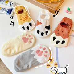 5 Pairs Cat Claw Invisible Socks Cartoon Non drop Women's Stocking