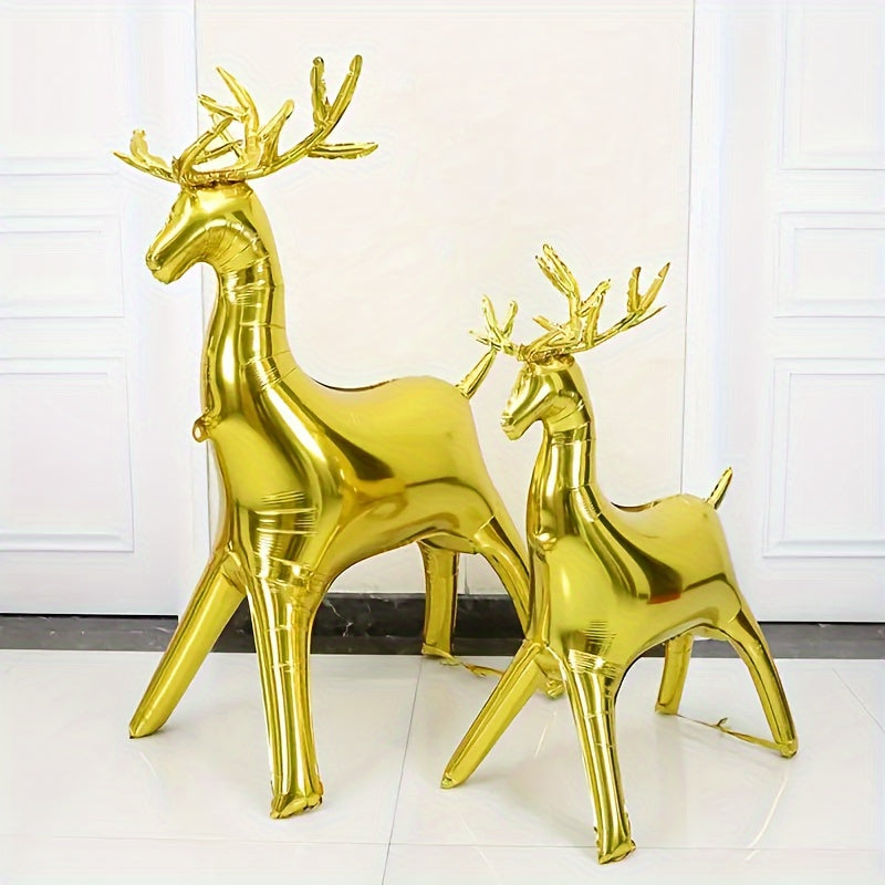 2pcs Christmas Golden Elk Balloons Party Decoration Aluminum Film Balloons