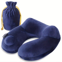 Automatic Press Inflatable U Pillow Camping Travel