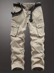 Men's Straight Leg Cargo Pants with Solid Flap Pockets
