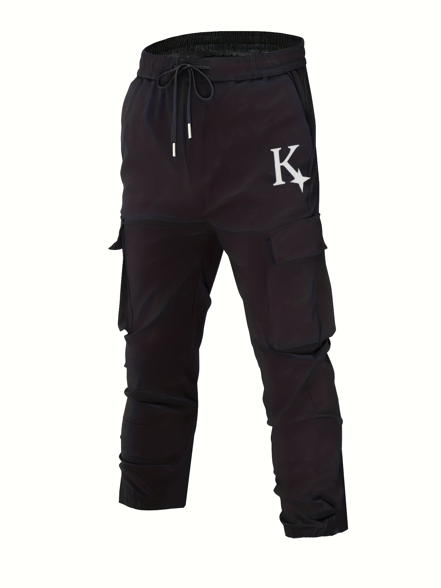 Men's K Pattern Print Cropped Cargo Pants