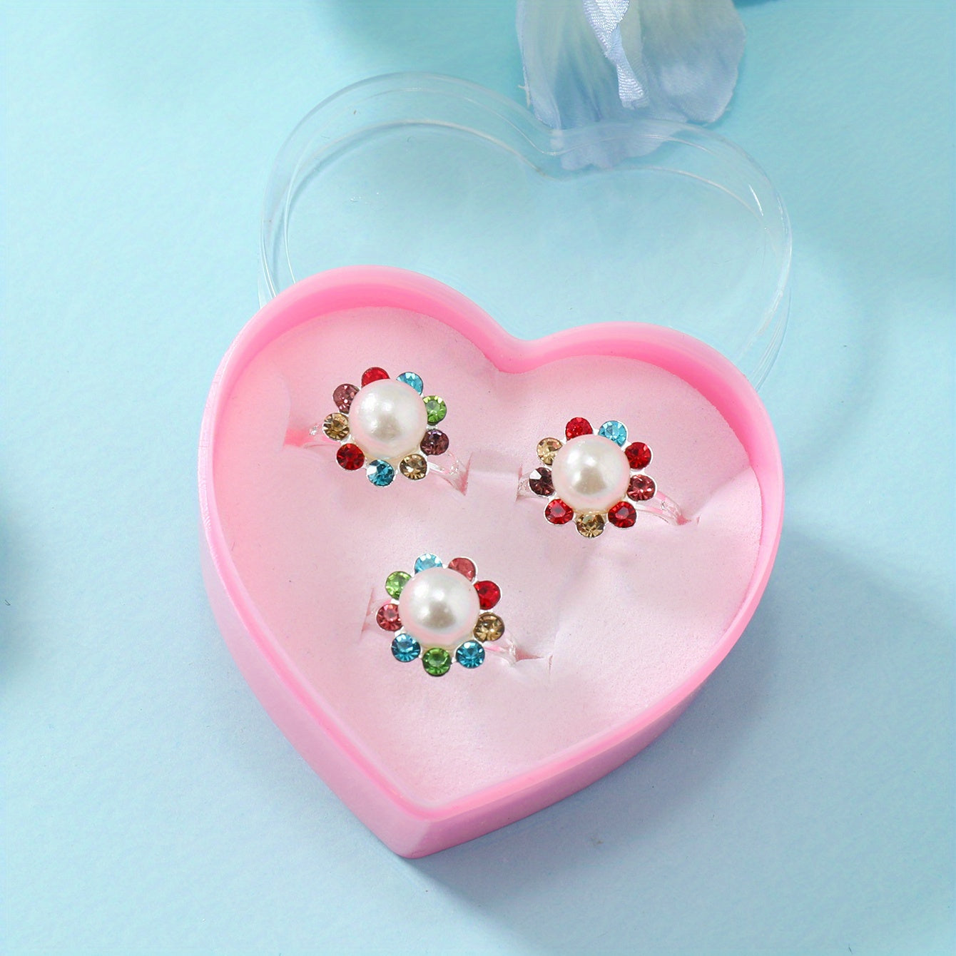 3pcs Girls Faux Pearl Rings Kids Accessories