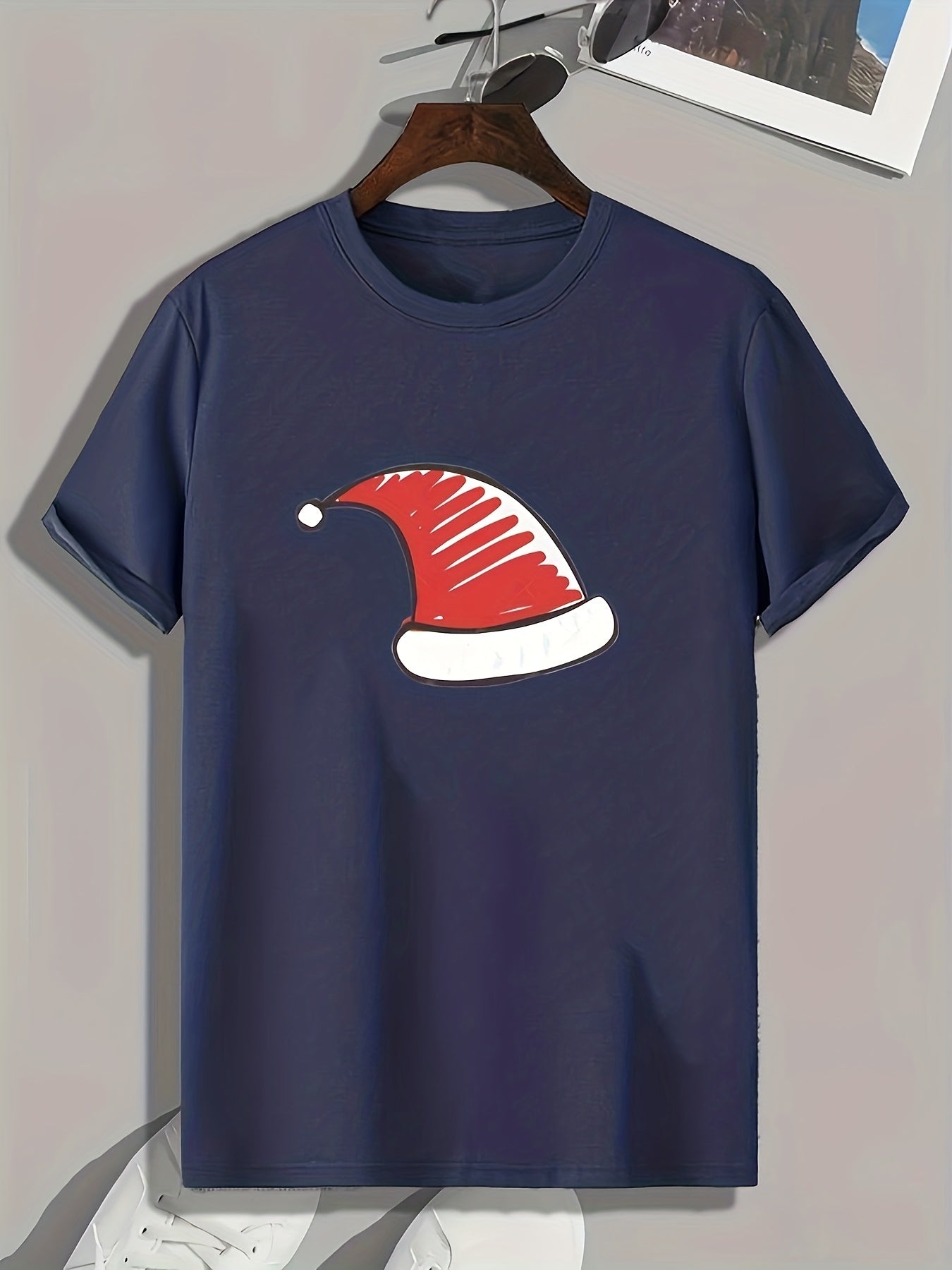 Christmas Hat Pattern Print Men's Comfy Sports T-shirt