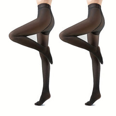 2 Pack Fuzzy Thermal Pantyhose Plush Lined Leggings Women's Stockings