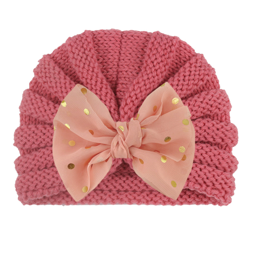 Kids' Knitted Winter Hat with Bow Breathable Hand Wash