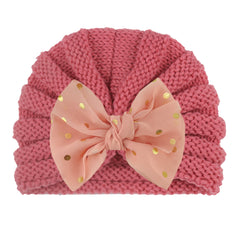 Kids' Knitted Winter Hat with Bow Breathable Hand Wash