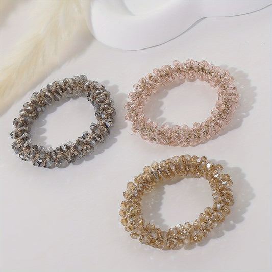 3pcs Crystal Elastic Hair Tie Ponytail Bands for Girls