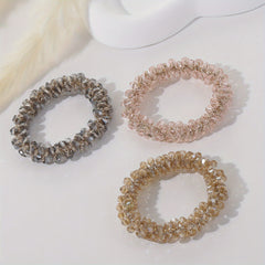 3pcs Crystal Elastic Hair Tie Ponytail Bands for Girls