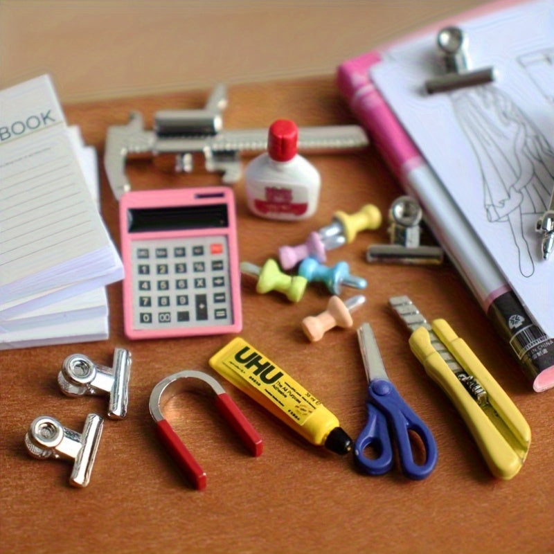 1:12 Dollhouse Stationery Set with Mini Notebook and Thumbtack