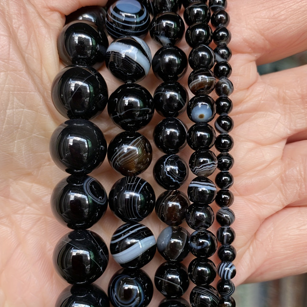 Striped Agate Stone Beads 4-12mm Loose Beads for Bracelet Necklace Making