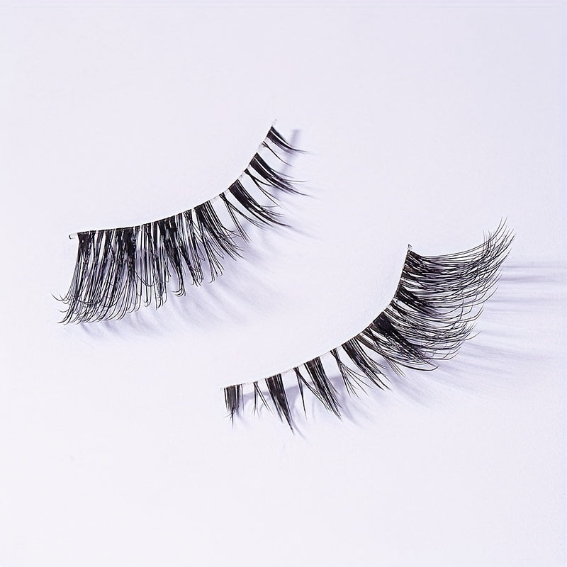 7 Pairs 12mm Full False Lashes Wispy Clear Band Natural Cross False Eyelashes