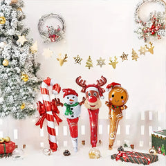 10pcs Christmas Sticks Santa Claus Snowman Candy Cane Deer Head