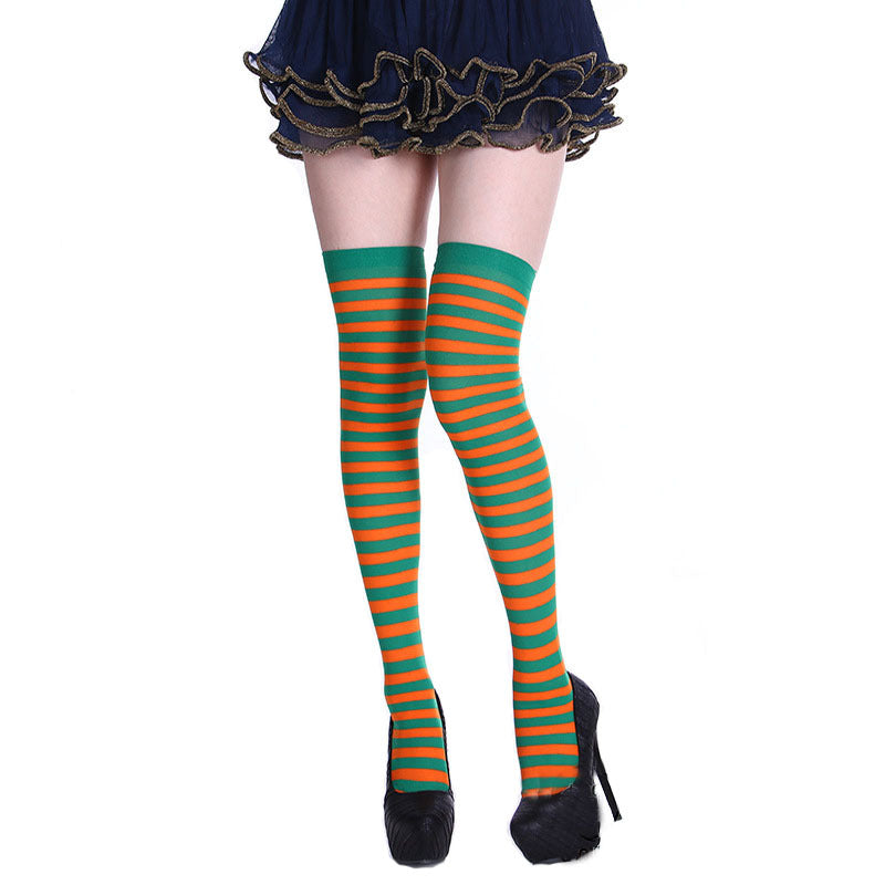 Striped Thigh High Socks Colorblock Over The Knee Stockings