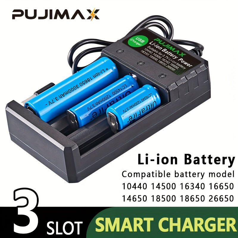 PUJIMAX 3 Slot Smart Lithium Charger
