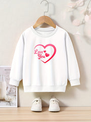 OERYUI Heart Graphic LOVE YOU Print Sweatshirt Long Sleeve Pullover