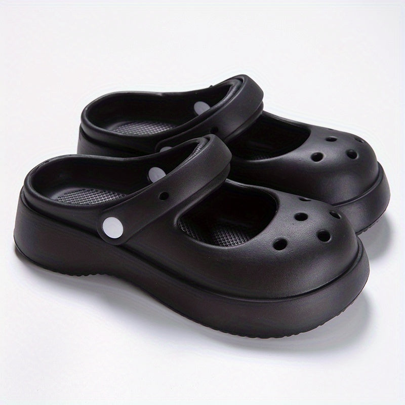 Women's Hollow Out Clogs Hole Shoes Solid Closed Round Toe Beach Slippers