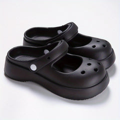Women's Hollow Out Clogs Hole Shoes Solid Closed Round Toe Beach Slippers