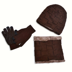 Kids Winter Knit Hat Scarf Gloves Set, Warm Beanie with Gloves & Scarf