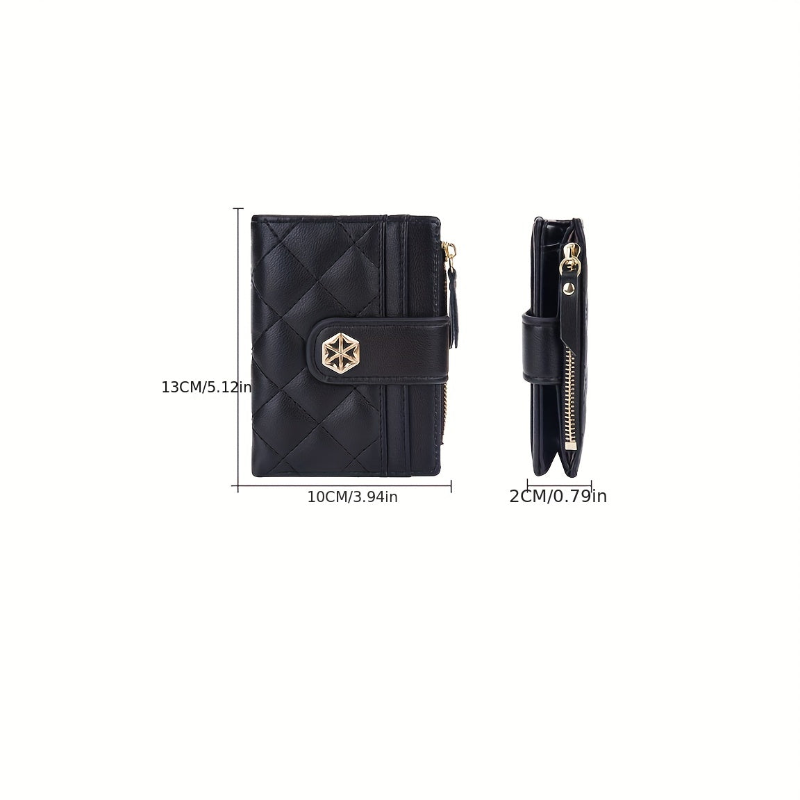 Girls PU Leather Wallet with Buckle Small Money Clip Coin Purse Zipper