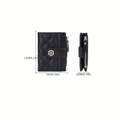 Girls PU Leather Wallet with Buckle Small Money Clip Coin Purse Zipper