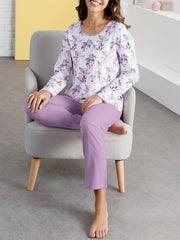 Floral Print Pajama Set Long Sleeve Top & Pants