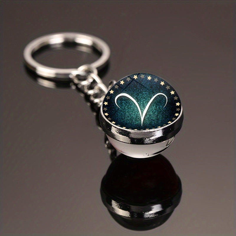 12 Constellation Crystal Glass Alloy Key Chain Delicate Gift