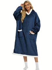 Plush Hooded Night Robe - Warm & Comfy Long Sleeve Robe