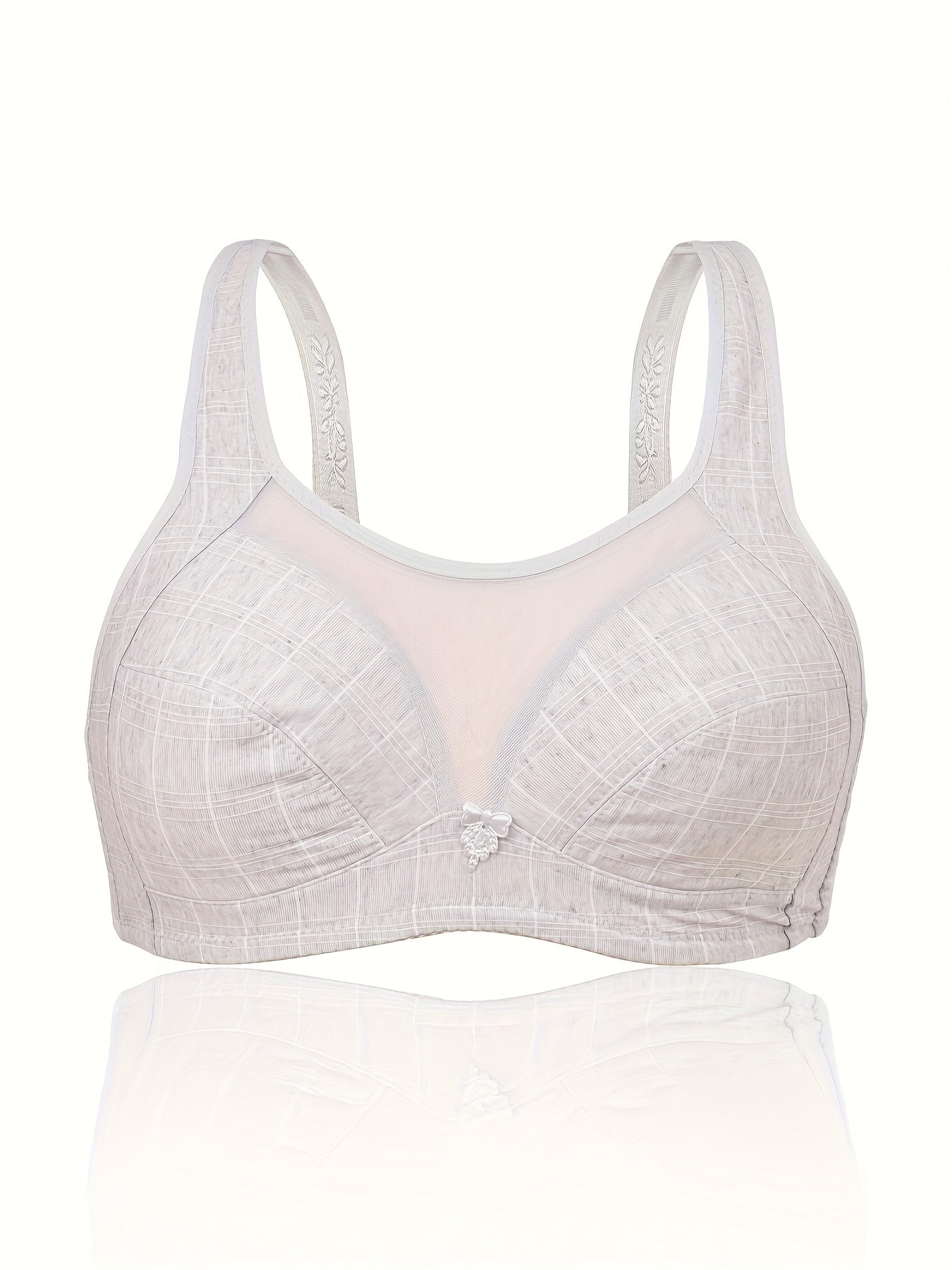 Plus Size Plaid Print Wireless Comfort Bra