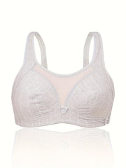 Plus Size Plaid Print Wireless Comfort Bra
