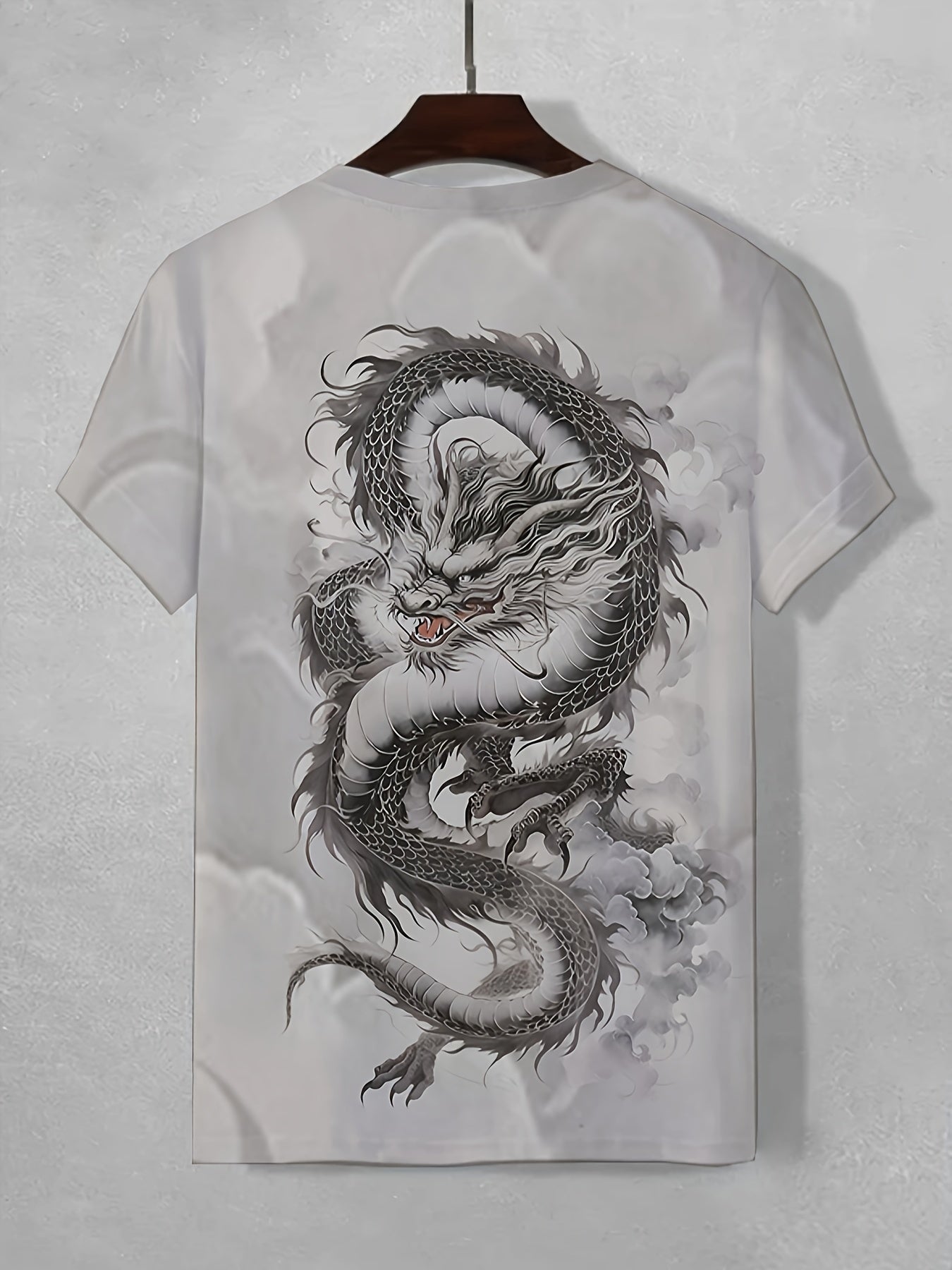 Dragon Pattern Casual Tee Street Style Summer T-shirt