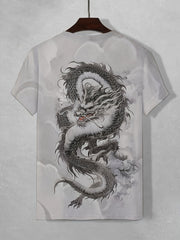 Dragon Pattern Casual Tee Street Style Summer T-shirt