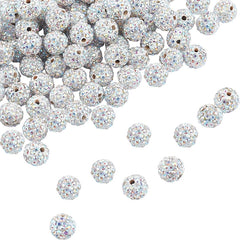100pcs 10mm Fuchsia Rhinestone Pave Disco Ball Clay Beads