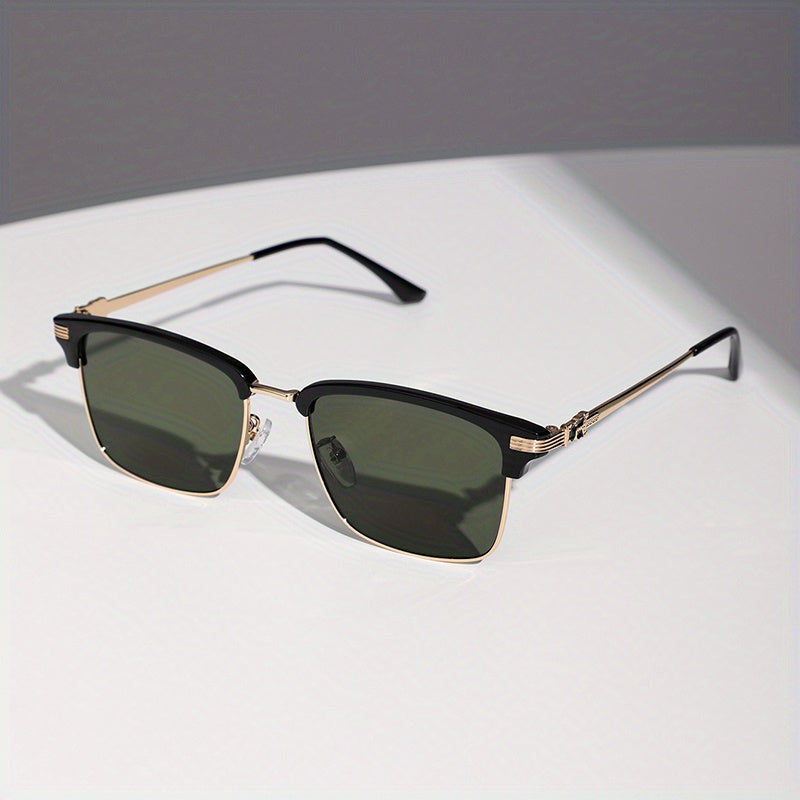 Square Frame Sunglasses Thin Metal Temple Glasses UV400