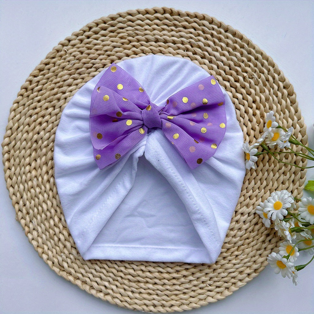 Purple Baby Headband Soft Comfortable Bowtie Baby Hat Newborns
