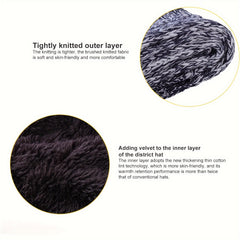 Winter Knitted Hat Scarf Set Velvet Lining Warm Beanies Pom Touch Screen Gloves