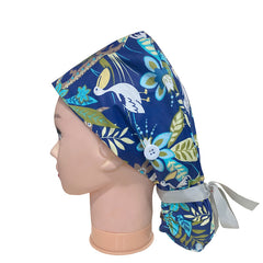 Plants Animals Print Work Cap Cartoon Adjustable Scrub Cap