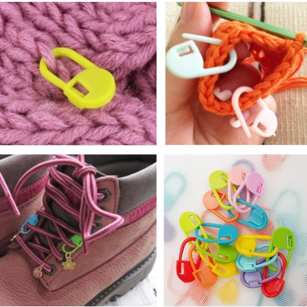 100pcs Colorful Plastic Safety Pins Knitting Markers Crochet Clips