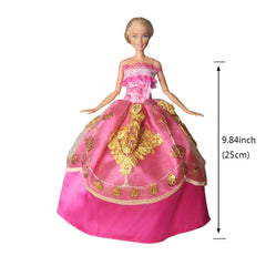 5pcs Doll Wedding Gowns & Party Dresses Polyester