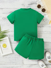 Toddler Smile Print Tee Top Shorts Set