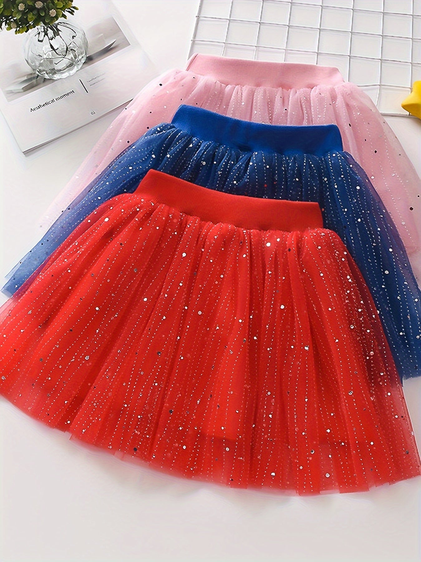 Toddler Girls Sequin Tutu Skirt for Dance Ballet Party