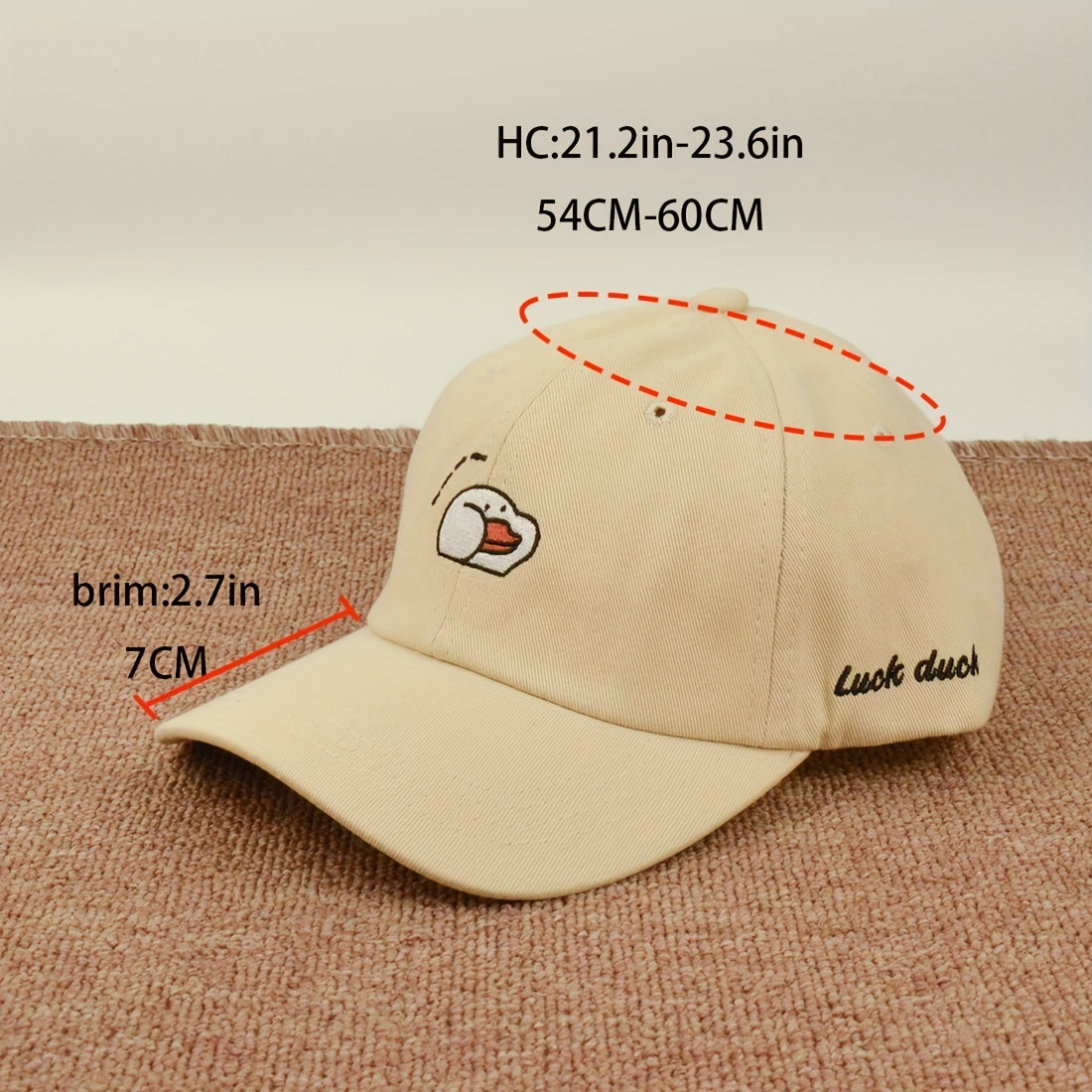 Adjustable Summer Mens Peaked Cap With Duck Embroidery