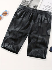 Men's All Over Letter Print Drawstring Shorts
