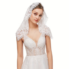 Bridal Lace Bandana Muslim Triangle Headwear Veil Short Gauze Shawl
