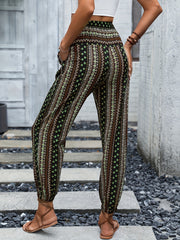 Tribal Print Drawstring Pants Boho Elastic Waist Pants