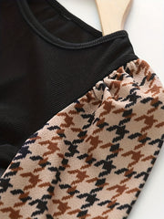 Girls Houndstooth Patchwork Dress Spring Fall
