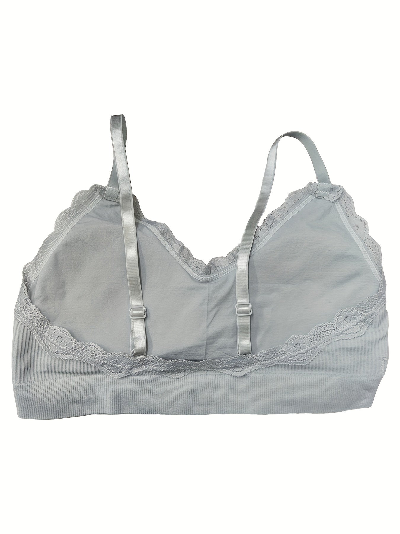 4pcs Girl's Lace Decor Ribbed Underwear Bralette For Teens 12-18 Years